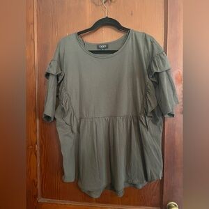 Gigio Women's Olive Ruffle Sleeve Blouse